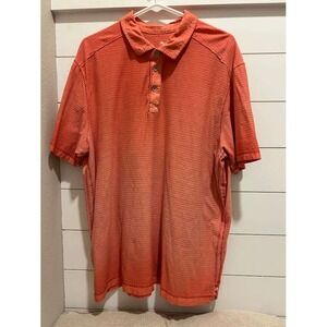 Tommy Bahama Mens XL Orange Slub Knit Short Sleeve Polo Shirt Cotton Blend *Flaw